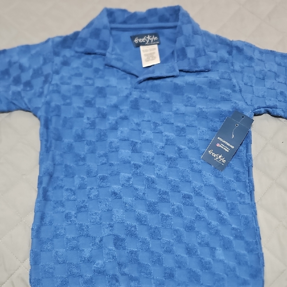 Freestyle Kids Textured Blue Polo
